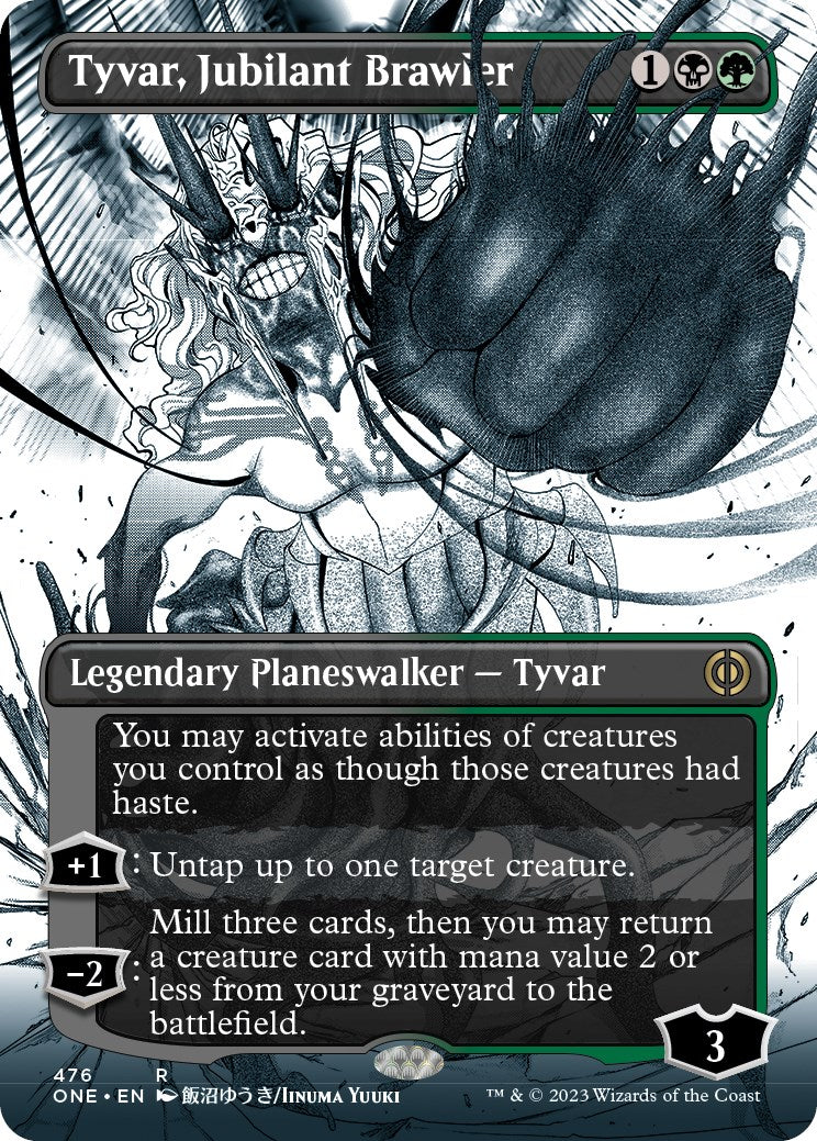 Tyvar, Jubilant Brawler (Borderless Manga Step-and-Compleat Foil) [Phyrexia: All Will Be One] | The CG Realm