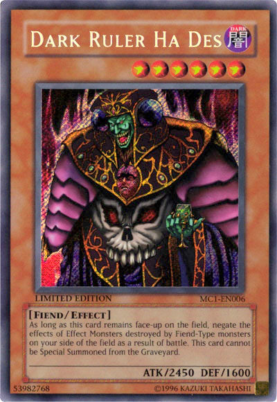 Dark Ruler Ha Des [MC1-EN006] Secret Rare | The CG Realm