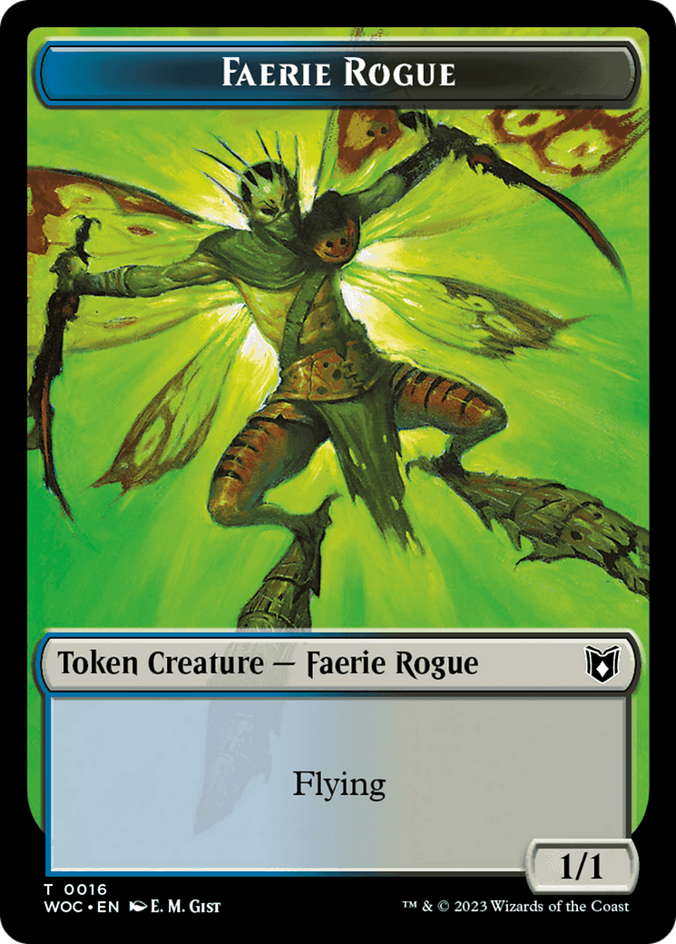 Faerie Rogue // Faerie (0016) Double-Sided Token [Wilds of Eldraine Commander Tokens] | The CG Realm