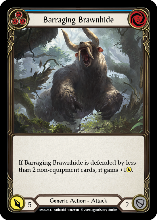 Barraging Brawnhide (Blue) [BVO023-C] (Bravo Hero Deck)  1st Edition Normal | The CG Realm