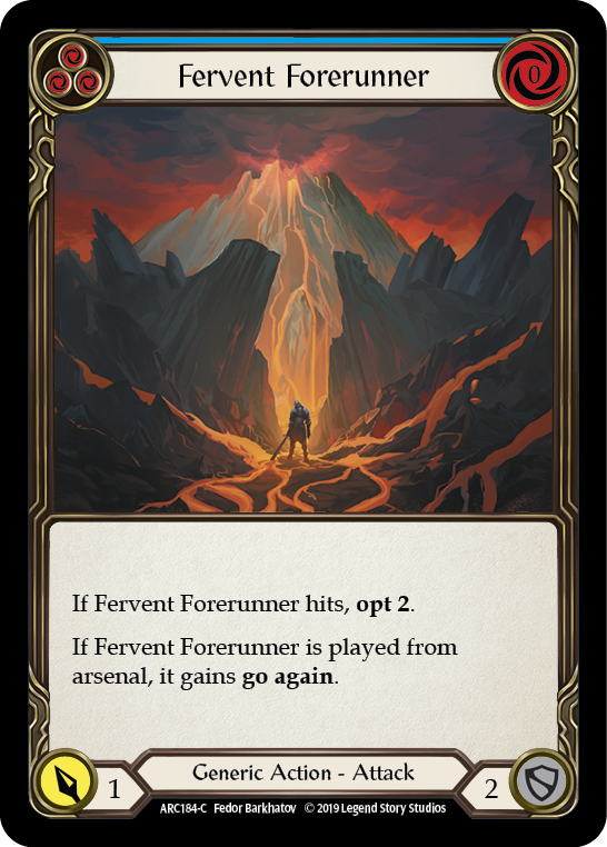 Fervent Forerunner (Blue) [ARC184-C] (Arcane Rising)  1st Edition Rainbow Foil | The CG Realm