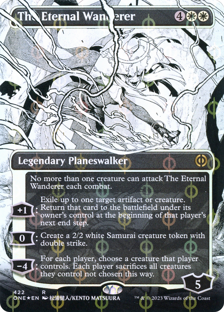 The Eternal Wanderer (Borderless Manga Step-and-Compleat Foil) [Phyrexia: All Will Be One] | The CG Realm