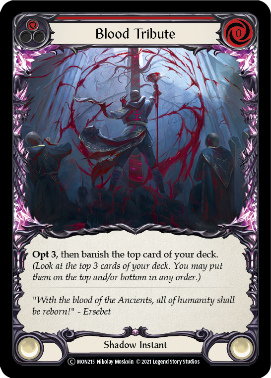 Blood Tribute (Red) [U-MON215-RF] (Monarch Unlimited)  Unlimited Rainbow Foil | The CG Realm