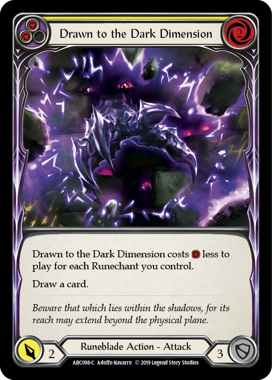 Drawn to the Dark Dimension (Yellow) [ARC098-C] (Arcane Rising)  1st Edition Rainbow Foil | The CG Realm