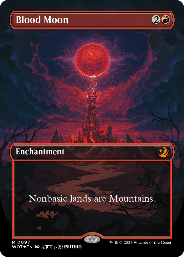 Blood Moon (Anime Borderless) (Confetti Foil) [Wilds of Eldraine: Enchanting Tales] | The CG Realm