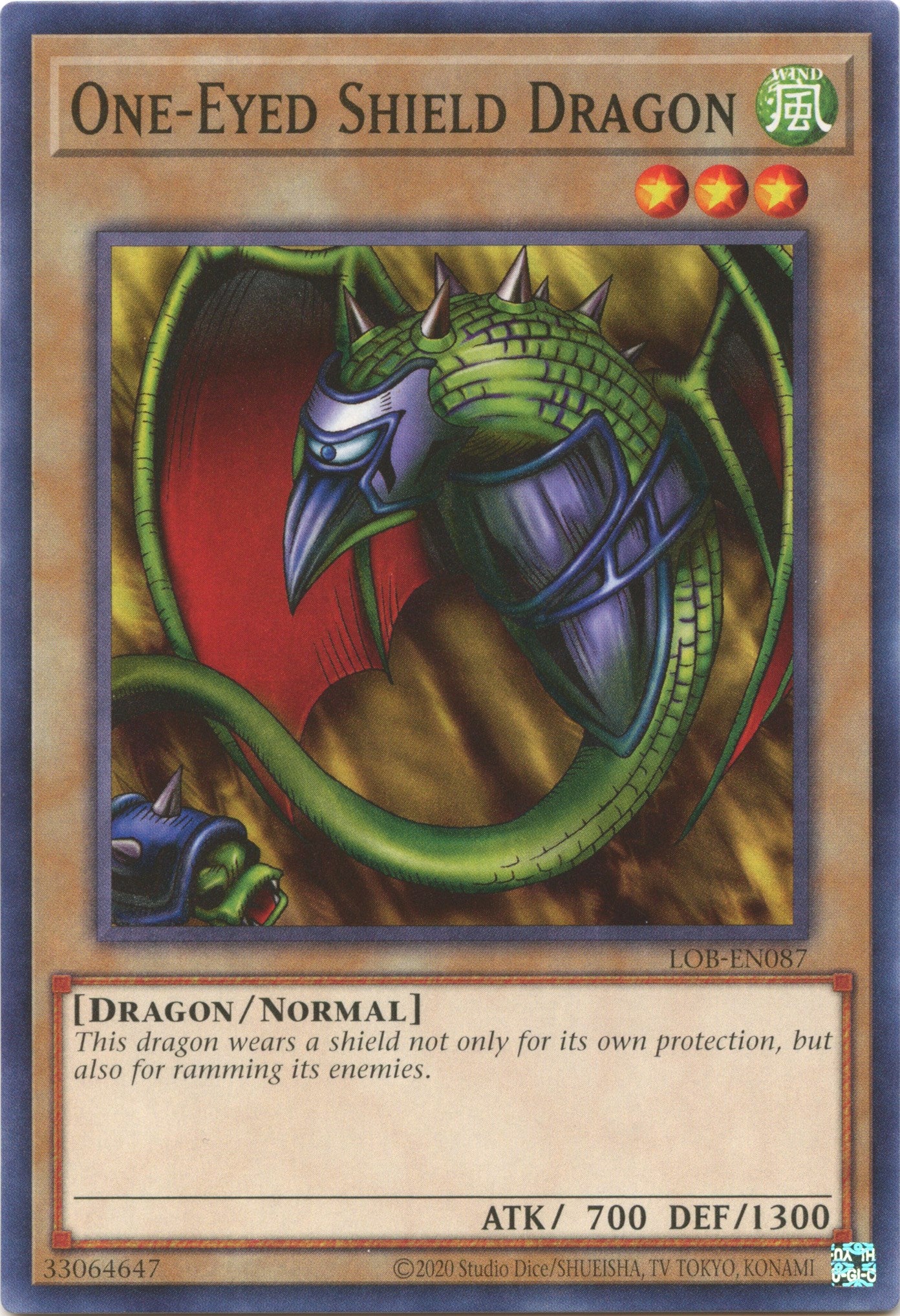 One-Eyed Shield Dragon (25th Anniversary) [LOB-EN087] Common | The CG Realm