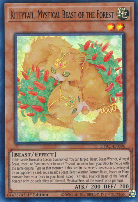 Kittytail, Mystical Beast of the Forest [CYAC-EN096] Super Rare | The CG Realm