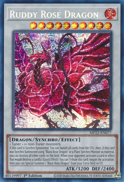 Ruddy Rose Dragon [MP22-EN077] Prismatic Secret Rare | The CG Realm