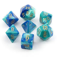 Chessex Gemini Blue-Teal/gold Polyhedral 7 Die Set | The CG Realm