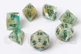 Chessex Marble Green/Dark Green Polyhedral 7 Die Set | The CG Realm