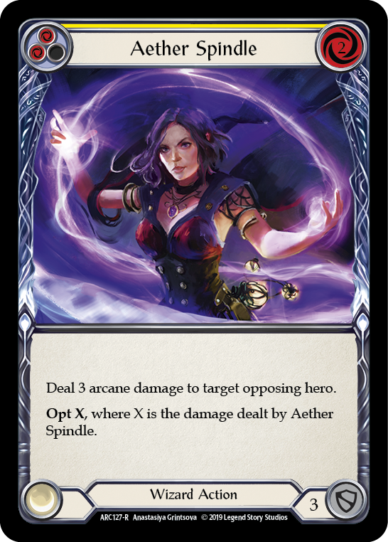 Aether Spindle (Yellow) [ARC127-R] (Arcane Rising)  1st Edition Rainbow Foil | The CG Realm