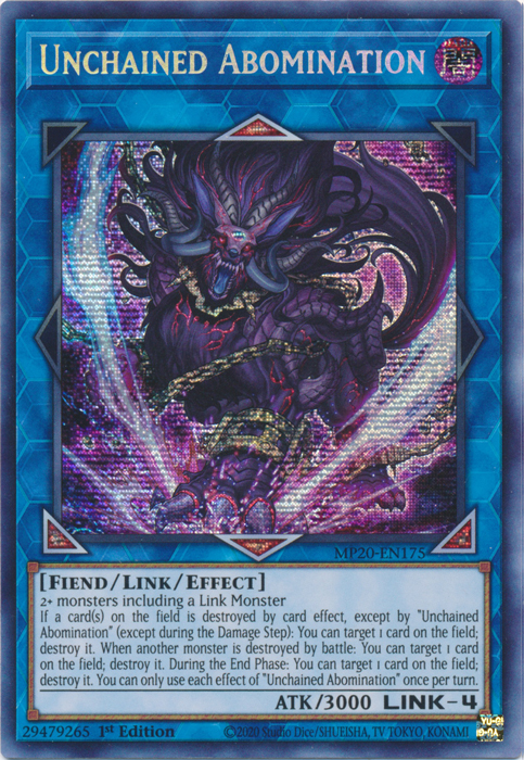 Unchained Abomination [MP20-EN175] Prismatic Secret Rare | The CG Realm