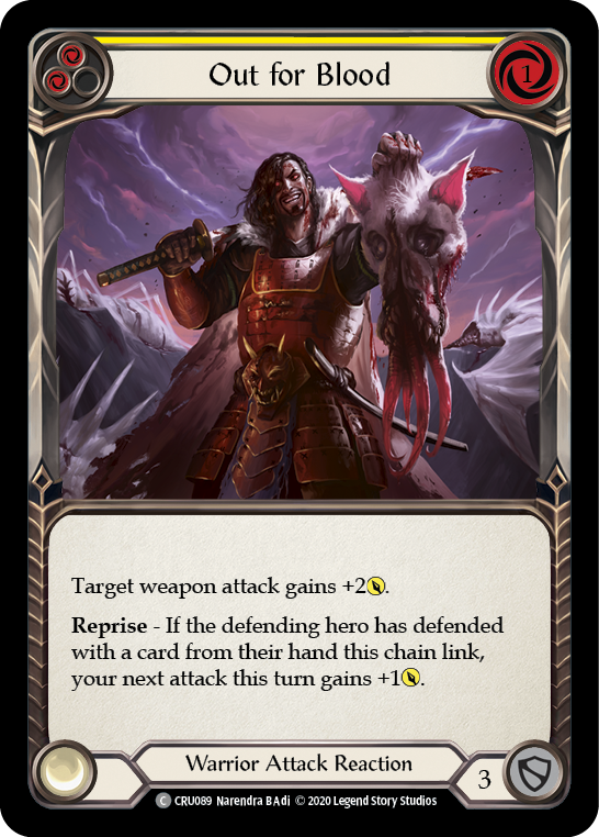 Out for Blood (Yellow) [CRU089] (Crucible of War)  1st Edition Rainbow Foil | The CG Realm