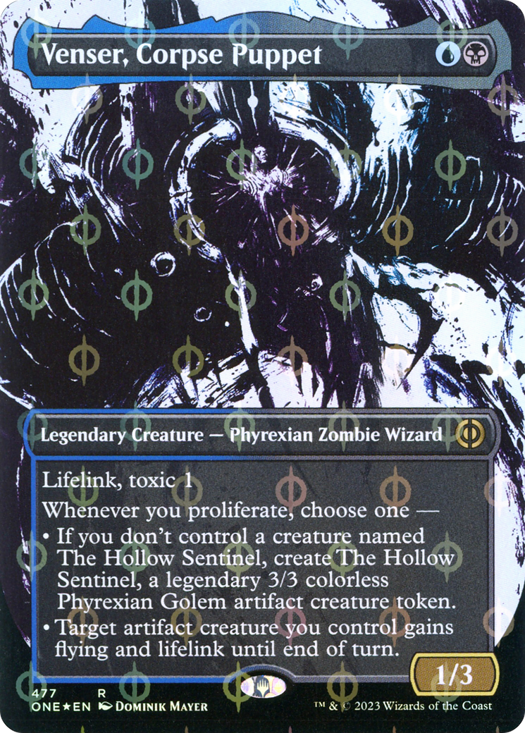 Venser, Corpse Puppet (Borderless Ichor Step-and-Compleat Foil) [Phyrexia: All Will Be One] | The CG Realm