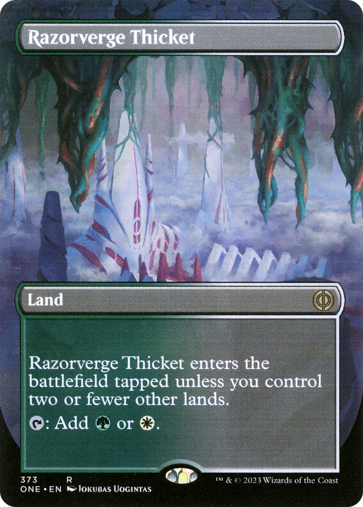 Razorverge Thicket (Borderless Alternate Art) [Phyrexia: All Will Be One] | The CG Realm