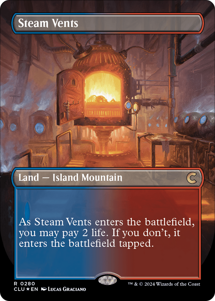 Steam Vents (Borderless) [Ravnica: Clue Edition] | The CG Realm