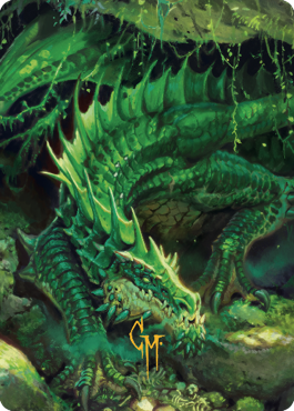 Lurking Green Dragon Art Card (Gold-Stamped Signature) [Commander Legends: Battle for Baldur's Gate Art Series] | The CG Realm