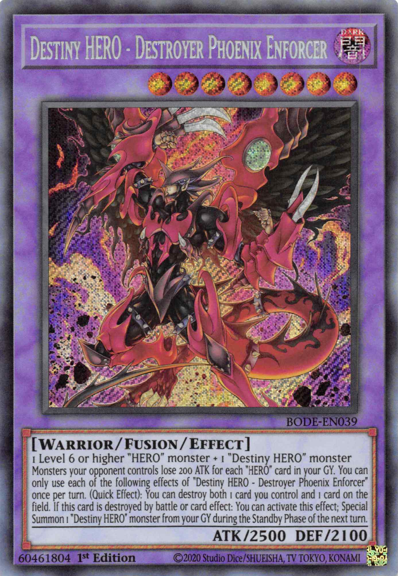 Destiny HERO - Destroyer Phoenix Enforcer [BODE-EN039] Secret Rare | The CG Realm