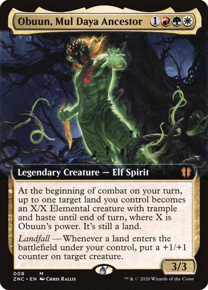 Obuun, Mul Daya Ancestor (Extended Art) [Zendikar Rising Commander] | The CG Realm