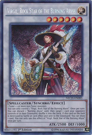 Virgil, Rock Star of the Burning Abyss [NECH-EN085] Secret Rare | The CG Realm