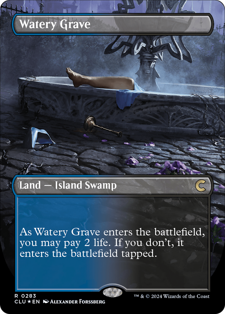 Watery Grave (Borderless) [Ravnica: Clue Edition] | The CG Realm