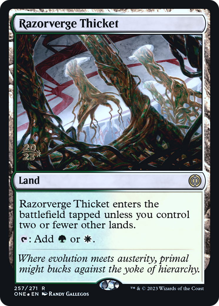 Razorverge Thicket [Phyrexia: All Will Be One Prerelease Promos] | The CG Realm