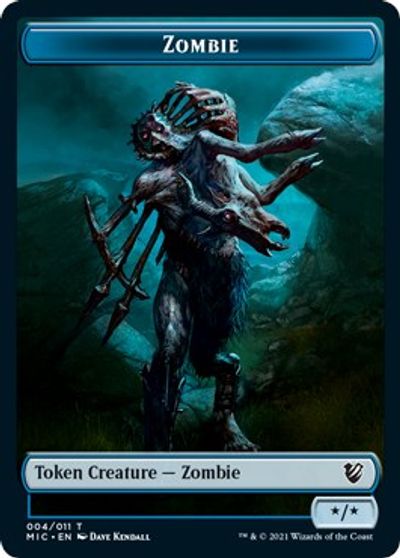 Zombie (005) // Zombie (004) Double-Sided Token [Innistrad: Midnight Hunt Commander Tokens] | The CG Realm