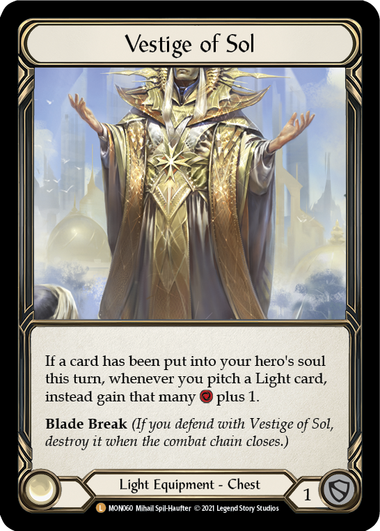 Vestige of Sol [MON060-CF] (Monarch)  1st Edition Cold Foil | The CG Realm