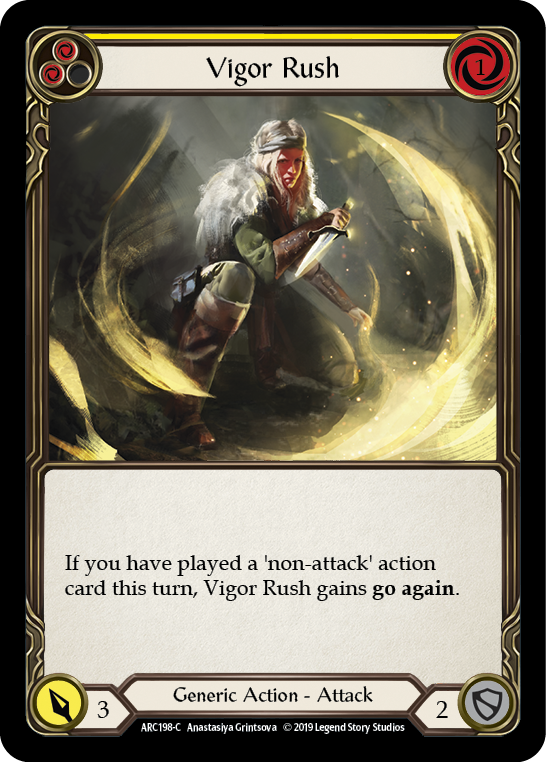 Vigor Rush (Yellow) [ARC198-C] (Arcane Rising)  1st Edition Rainbow Foil | The CG Realm