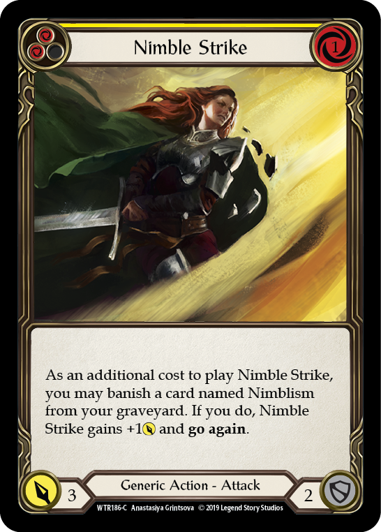 Nimble Strike (Yellow) [WTR186-C] (Welcome to Rathe)  Alpha Print Rainbow Foil | The CG Realm