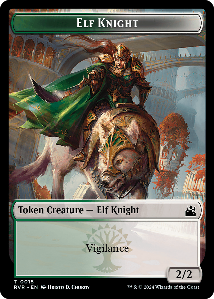 Elf Knight // Spirit (0004) Double-Sided Token [Ravnica Remastered Tokens] | The CG Realm