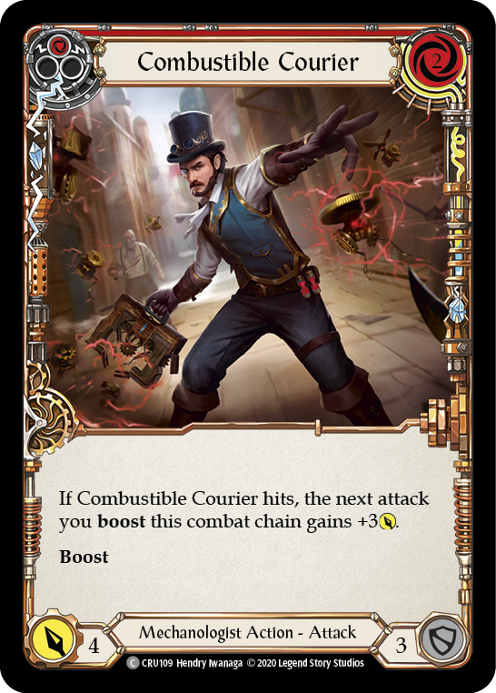 Combustible Courier (Red) [CRU109] (Crucible of War)  1st Edition Rainbow Foil | The CG Realm
