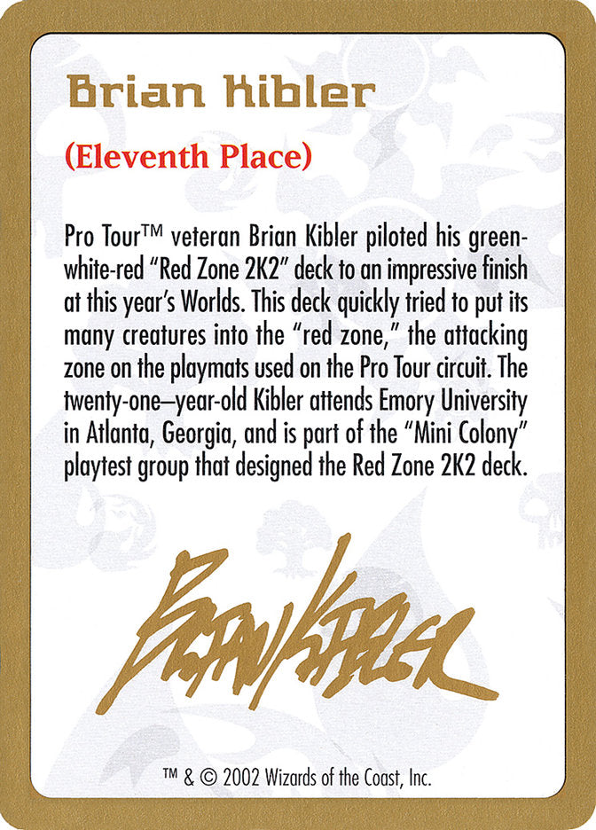 Brian Kibler Bio [World Championship Decks 2002] | The CG Realm