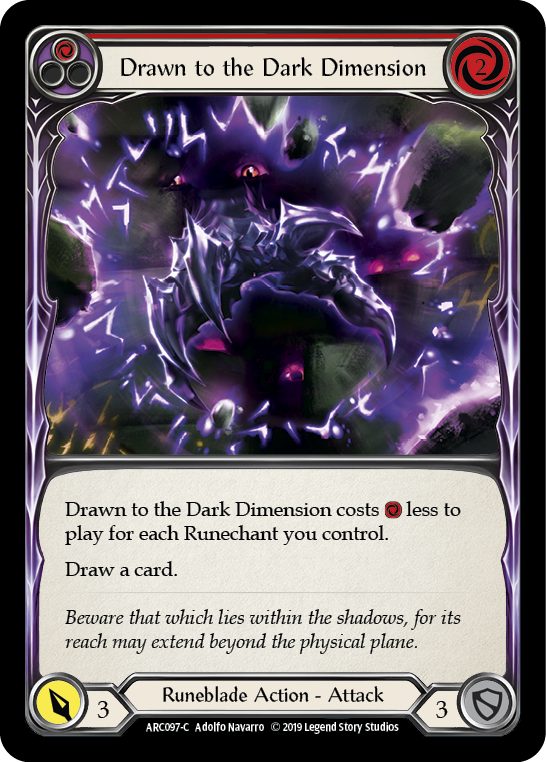 Drawn to the Dark Dimension (Red) [ARC097-C] (Arcane Rising)  1st Edition Rainbow Foil | The CG Realm