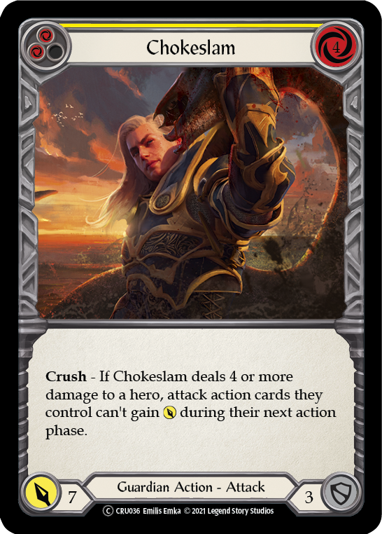 Chokeslam (Yellow) [U-CRU036] (Crucible of War Unlimited)  Unlimited Rainbow Foil | The CG Realm