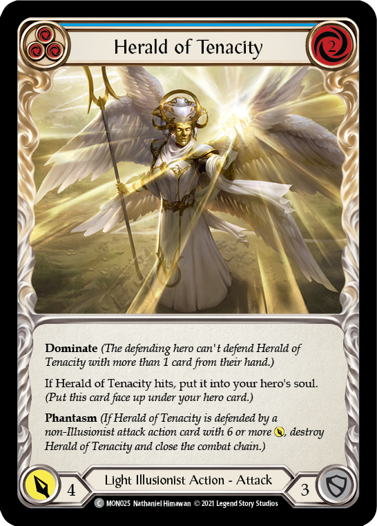 Herald of Tenacity (Blue) [MON025] (Monarch)  1st Edition Normal | The CG Realm