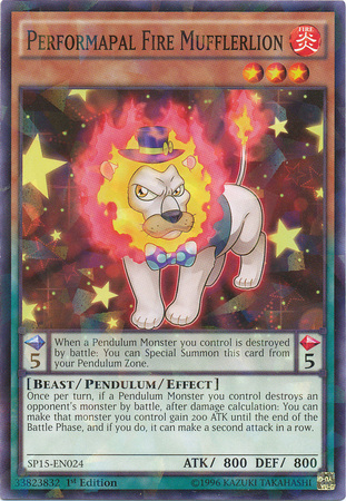 Performapal Fire Mufflerlion [SP15-EN024] Shatterfoil Rare | The CG Realm