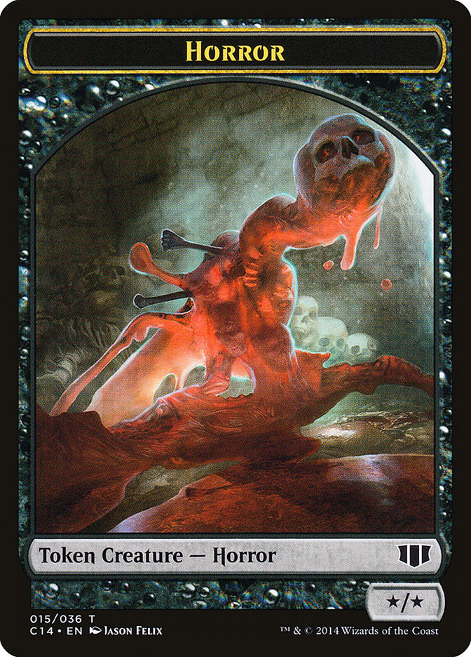 Horror // Zombie (016/036) Double-Sided Token [Commander 2014 Tokens] | The CG Realm