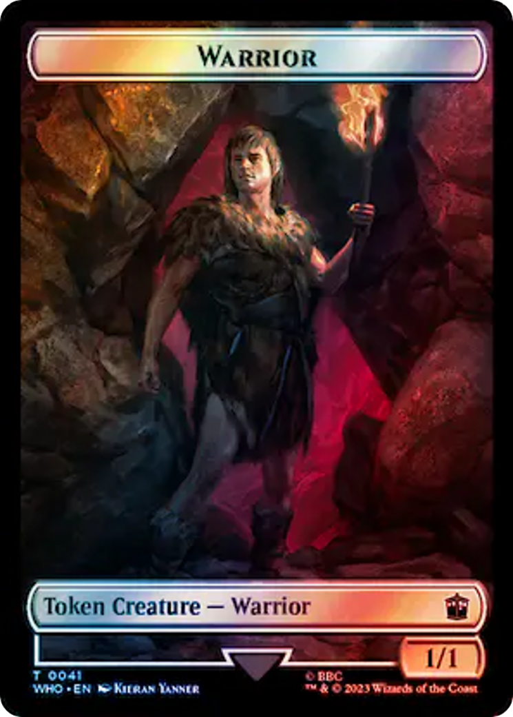 Warrior // Dinosaur Double-Sided Token (Surge Foil) [Doctor Who Tokens] | The CG Realm