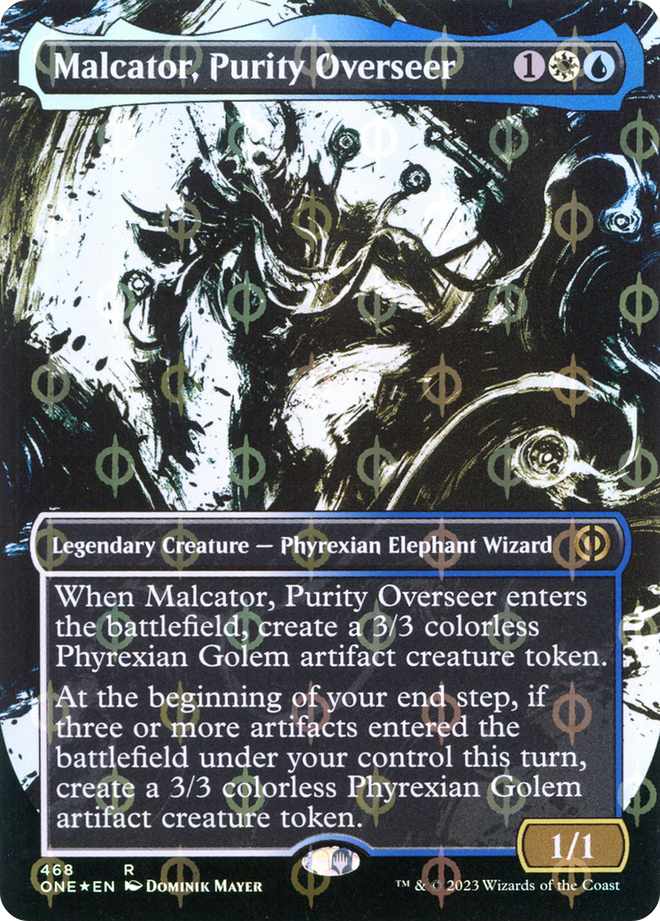 Malcator, Purity Overseer (Borderless Ichor Step-and-Compleat Foil) [Phyrexia: All Will Be One] | The CG Realm