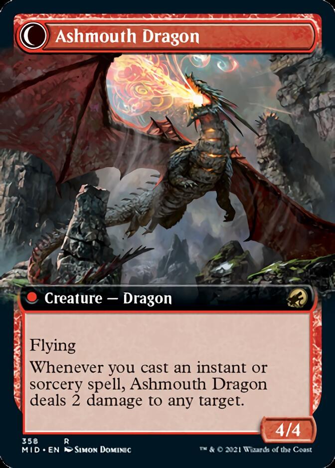 Smoldering Egg // Ashmouth Dragon (Extended Art) [Innistrad: Midnight Hunt] | The CG Realm