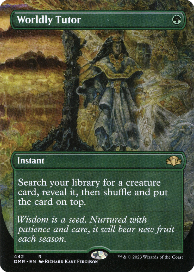 Worldly Tutor (Borderless Alternate Art) [Dominaria Remastered] | The CG Realm