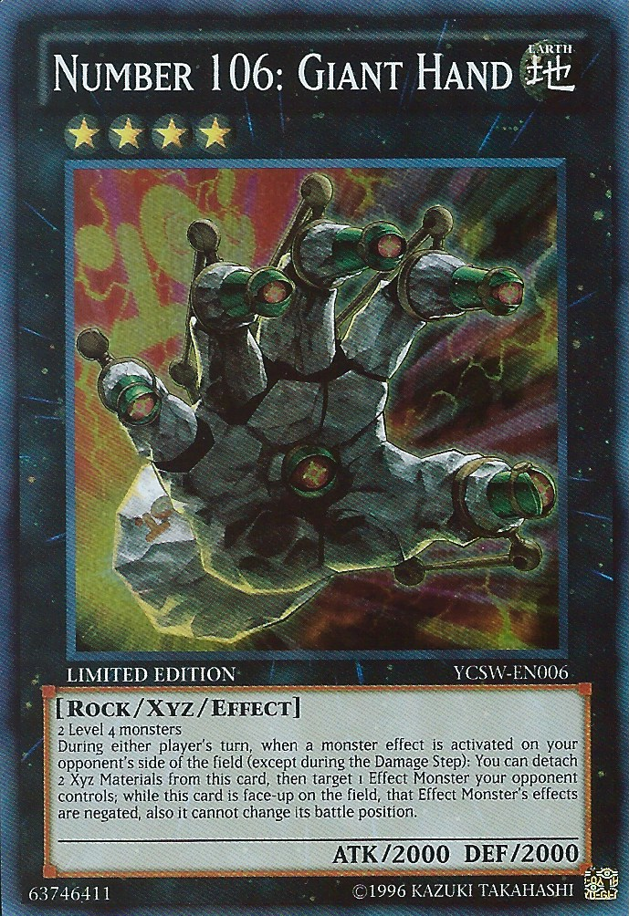 Number 106: Giant Hand [YCSW-EN006] Super Rare | The CG Realm