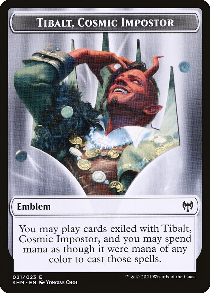 Human Warrior // Tibalt, Cosmic Impostor Emblem Double-Sided Token [Kaldheim Tokens] | The CG Realm